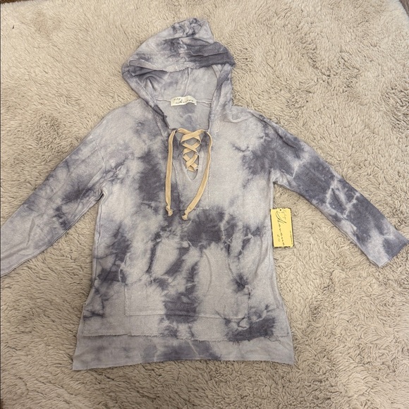 Vintage Havana Tops - Vintage Havana Soft Loop Terry Tie Dye Lace-Up Hoodie